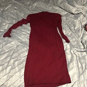 A+ Ellen Deep Red Long Sleeve Dress